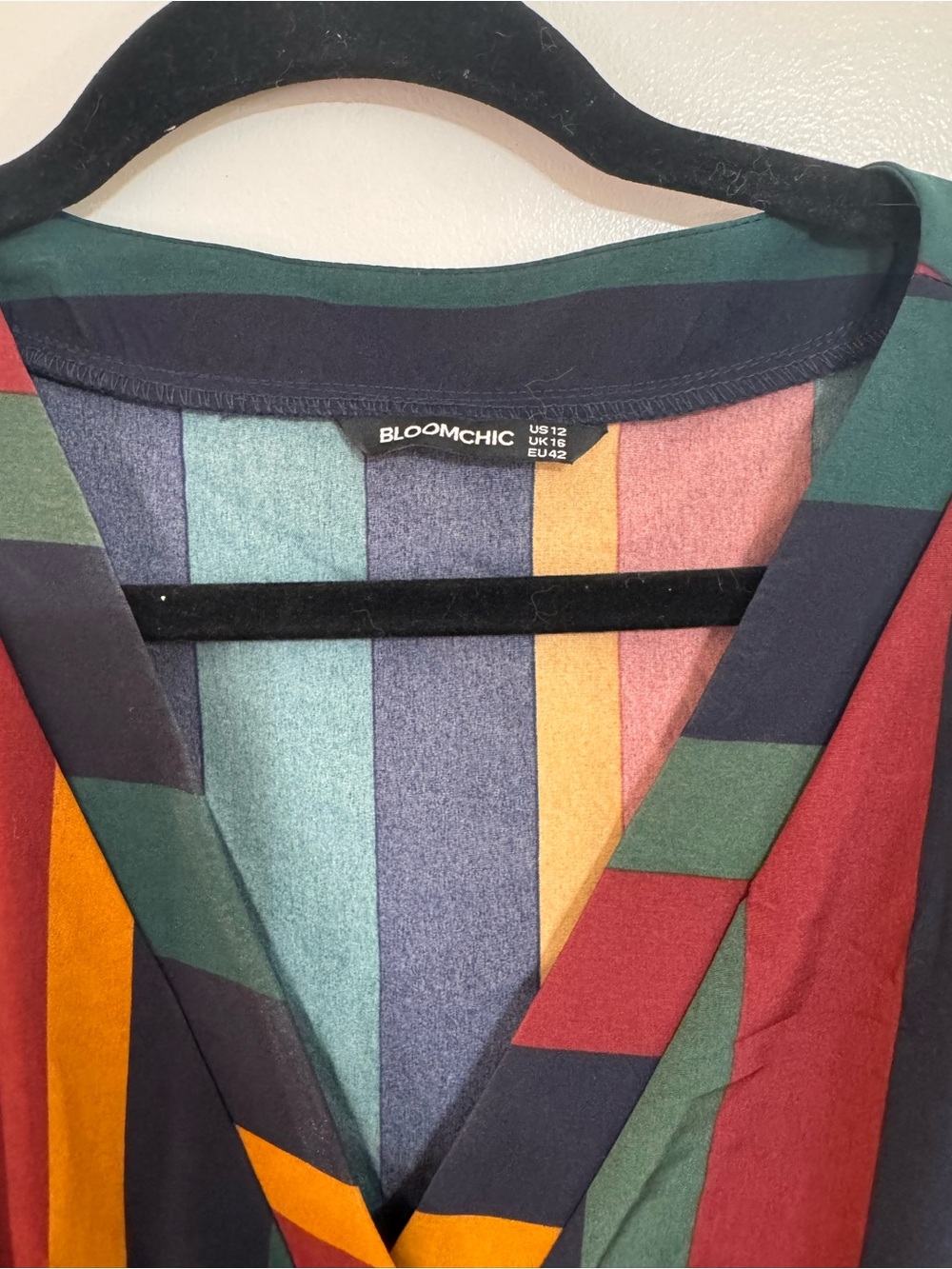 BloomChic Striped Maxi Dress in Green, Navy, Burgundy & Mustard - Picture 3 of 3